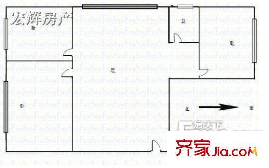 正寧路稅務(wù)局家屬院 2室 戶型圖