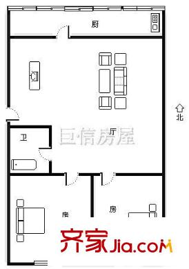 雁灘檢察院家屬院 2室 戶型圖