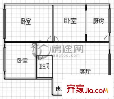 行政學(xué)院家屬院 3室 戶型圖