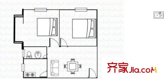 行政學(xué)院家屬院 2室 戶型圖