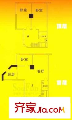 瑞泰恒居戶型圖A戶型 3室2廳2衛(wèi)1廚