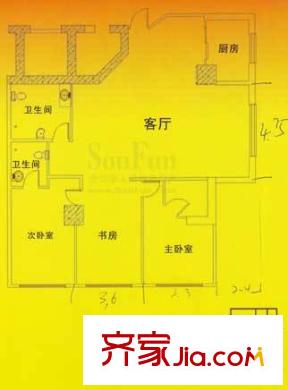瑞泰恒居戶型圖E戶型 3室2廳2衛(wèi)1廚