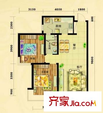 飛陽家園 2室 戶型圖