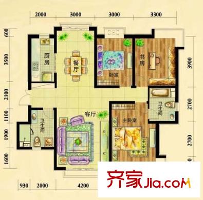 飛陽家園 3室 戶型圖