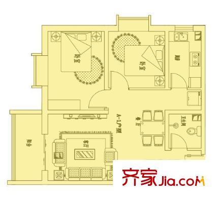 焦家灣橋頭樓 2室 戶型圖