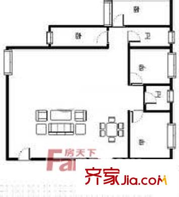 一只船煤炭局小區(qū) 4室 戶型圖