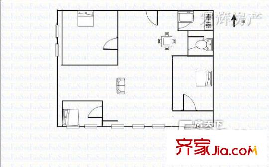 一只船煤炭局小區(qū) 3室 戶型圖