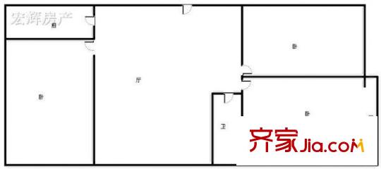  新廈開發(fā)公司家屬院 3室 戶型圖