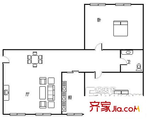 假肢廠家屬院 2室 戶型圖