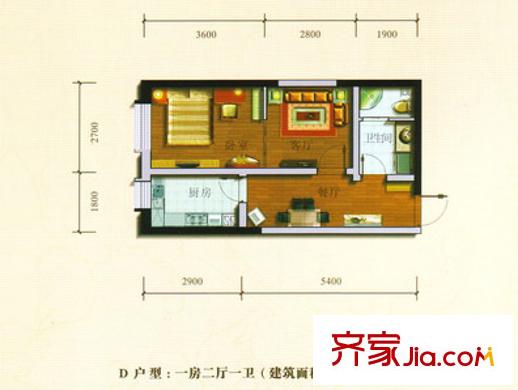 蘭雅小區(qū)戶(hù)型圖D戶(hù)型：一房?jī)蓮d一衛(wèi)，47.01平米 1室2廳1衛(wèi)1廚