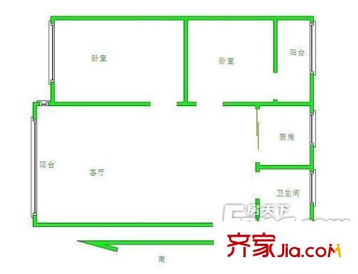 電機(jī)廠家屬院 2室 戶型圖