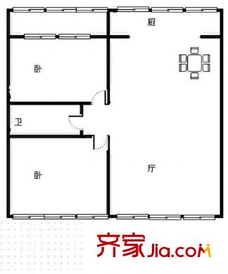 天澤苑戶型圖2室2廳 2室2廳1衛(wèi)1廚