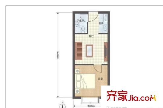  新蘭面粉廠家屬院  1室  戶型圖