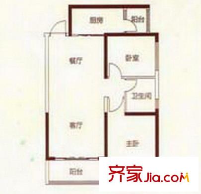  恒大名都 2室 戶型圖