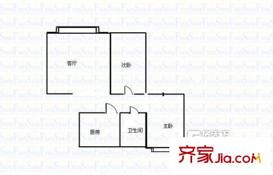鐵路局乘警隊(duì)小區(qū) 2室 戶型圖