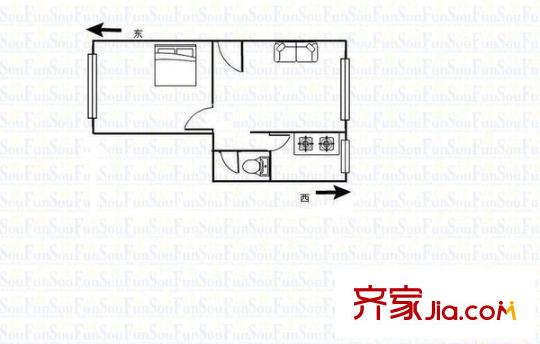 南關(guān)南城巷小區(qū) 1室 戶型圖
