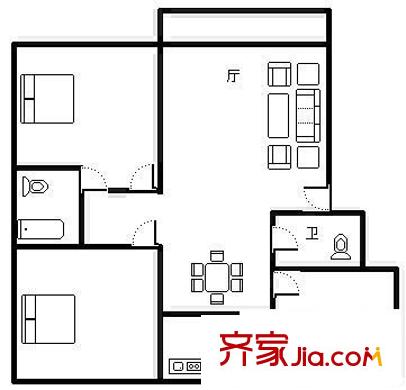軍安小區(qū) 3室 戶型圖
