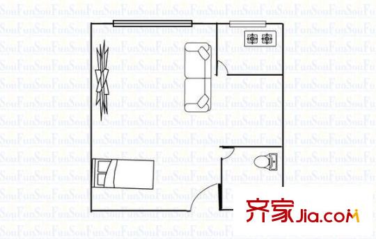 海鴻大廈 1室 戶型圖