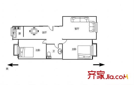 宏建家屬院 2室 戶型圖
