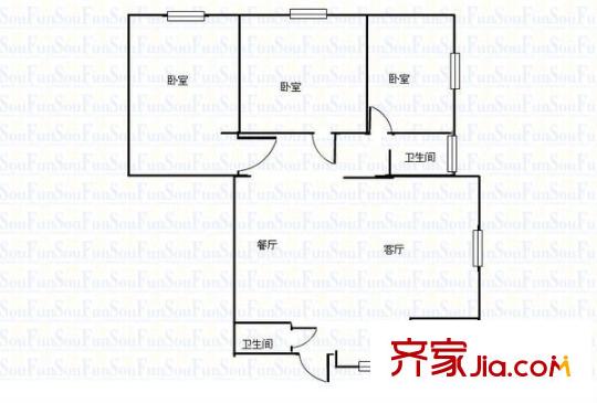 海鴻大廈3室 戶型圖