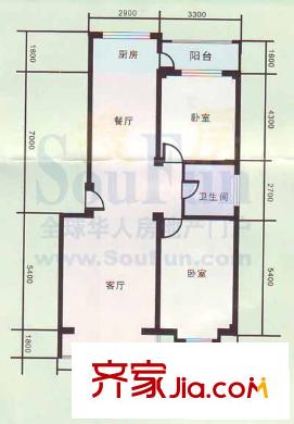 天澤苑戶型圖2室2廳 2室2廳1衛(wèi)1廚