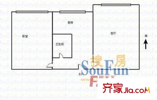 至誠大廈 1室 戶型圖