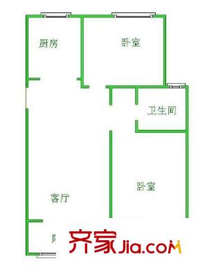 武都路人民銀行家屬院 2室 戶型圖