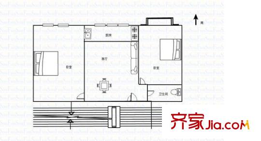 蘭州市七里河區(qū)林家莊鐵路小區(qū) 2室 戶型圖