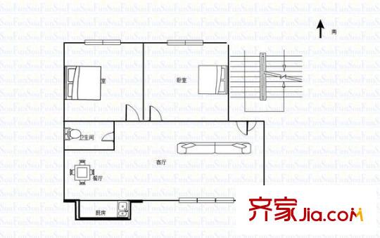 蘭州市七里河區(qū)林家莊鐵路小區(qū) 2室 戶型圖