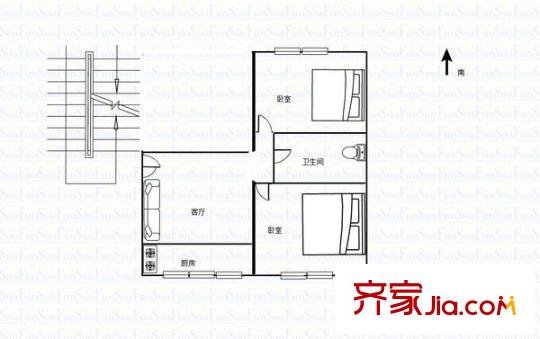 蘭州市七里河區(qū)林家莊鐵路小區(qū) 2室 戶型圖