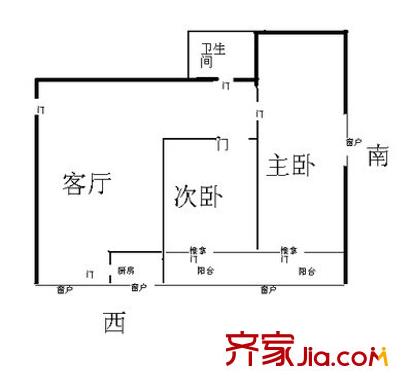 酒鋼小區(qū) 2室 戶型圖