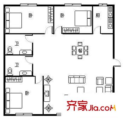 酒鋼小區(qū) 3室 戶型圖