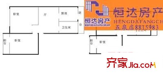 火車站小區(qū) 2室 戶型圖