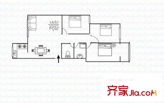 軍安小區(qū) 3室 戶型圖