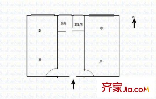 金駝小區(qū) 1室 戶(hù)型圖