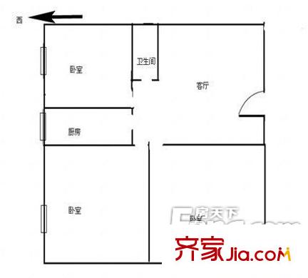 金駝小區(qū) 2室 戶(hù)型圖