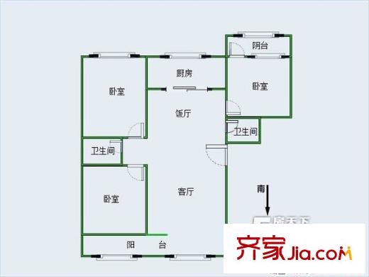 金駝小區(qū) 3室 戶型圖