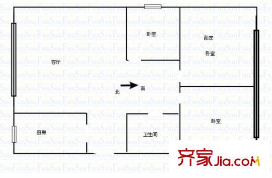 軍安小區(qū) 3室 戶型圖