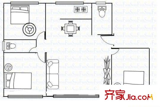 永新花園 3室 戶型圖