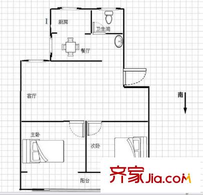 天運小區(qū)  2室  戶型圖