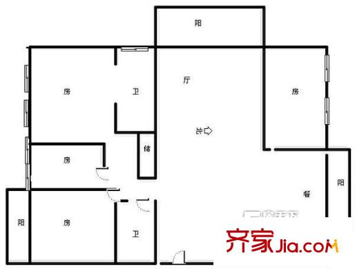 國資物業(yè)市政府山字石住宅區(qū) 4室 戶型圖