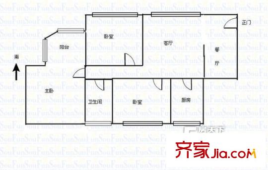 鐵二中小區(qū)  3室  戶型圖