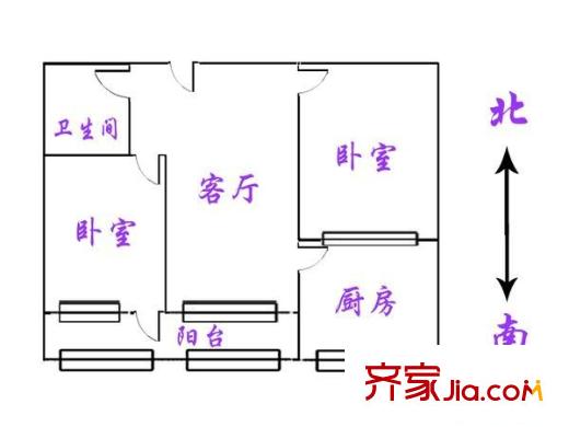 省交通廳家屬院 2室 戶型圖