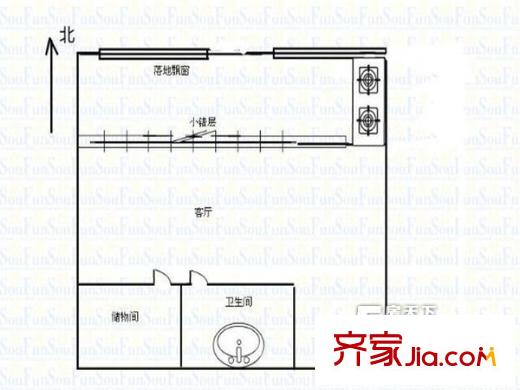 秀川四零四安居小區(qū) 2室 戶型圖