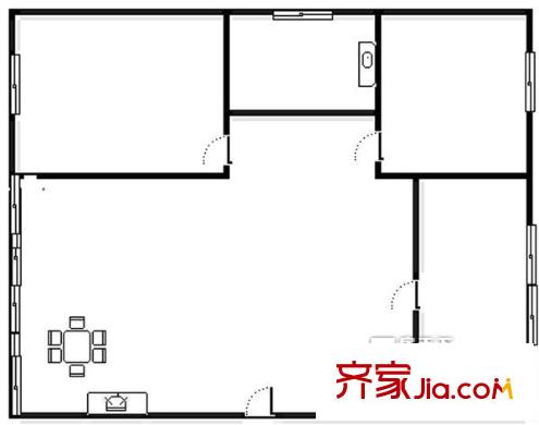 雁灘中級(jí)法院家屬院 2室 戶型圖