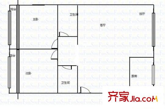 武都路人民銀行家屬院 2室 戶型圖