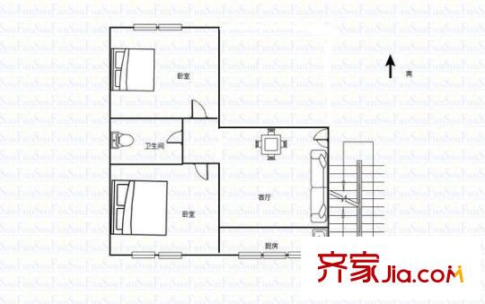 蘭州市七里河區(qū)林家莊鐵路小區(qū)2室 戶型圖