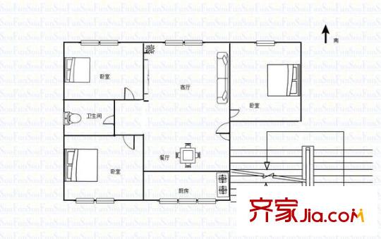 蘭州市七里河區(qū)林家莊鐵路小區(qū) 3室 戶型圖