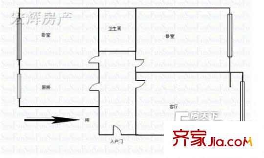 甘肅省政府家屬院(舊大路)戶型圖甘肅省政府家屬院（舊大路） 2室 戶型圖 2室2廳1衛(wèi)1廚