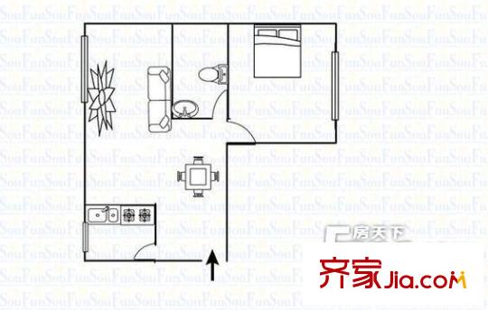 安寧十里店蘭駝小區(qū) 1室 戶型圖